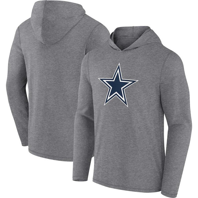Men's Dallas Cowboys Heather Gray Primary Logo Long Sleeve Hoodie T-Shirt